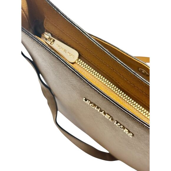 Michael Kors Jet Set Large Crossbody Messenger Bag Saffiano Leather Amber Yellow - Picture 5 of 14